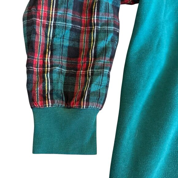 Vintage 90s Night Gear Sweatshirt Nightgown One Size Teddy Rain Bear Plaid Comfy - Picture 6 of 12